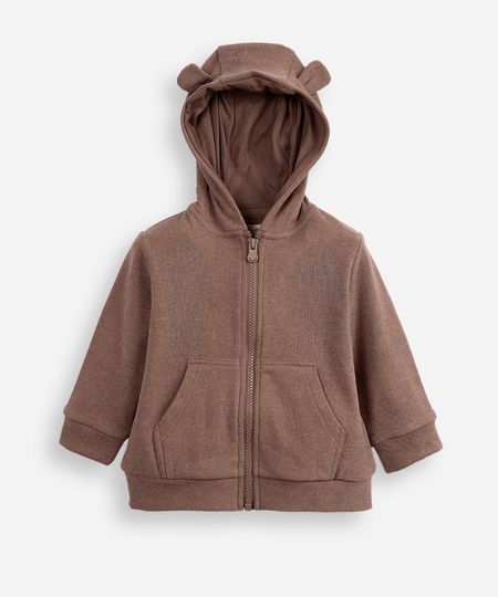 blusão infantil de moletom com zíper marrom 1 blusão infantil de moletom com zíper marrom 1