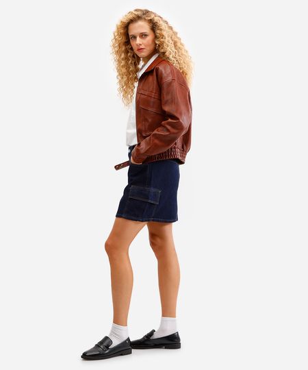 saia curta cargo feminina jeans azul 34 saia curta cargo feminina jeans azul 34