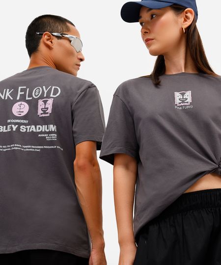 camiseta masculina de algodão pink floyd cinza GG