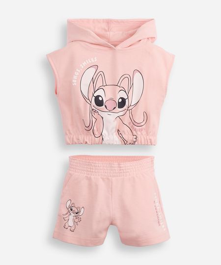 conjunto infantil curto com capuz angel rosa 6 conjunto infantil curto com capuz angel rosa 6