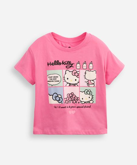 camiseta de algodão juvenil hello kitty rosa 10