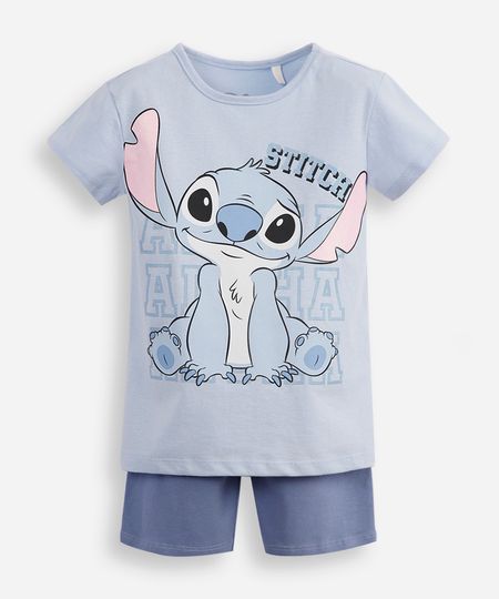 conjunto curto infantil de algodão stitch azul 4 conjunto curto infantil de algodão stitch azul 4