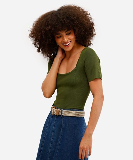 blusa feminina de viscose decote reto verde PP blusa feminina de viscose decote reto verde PP