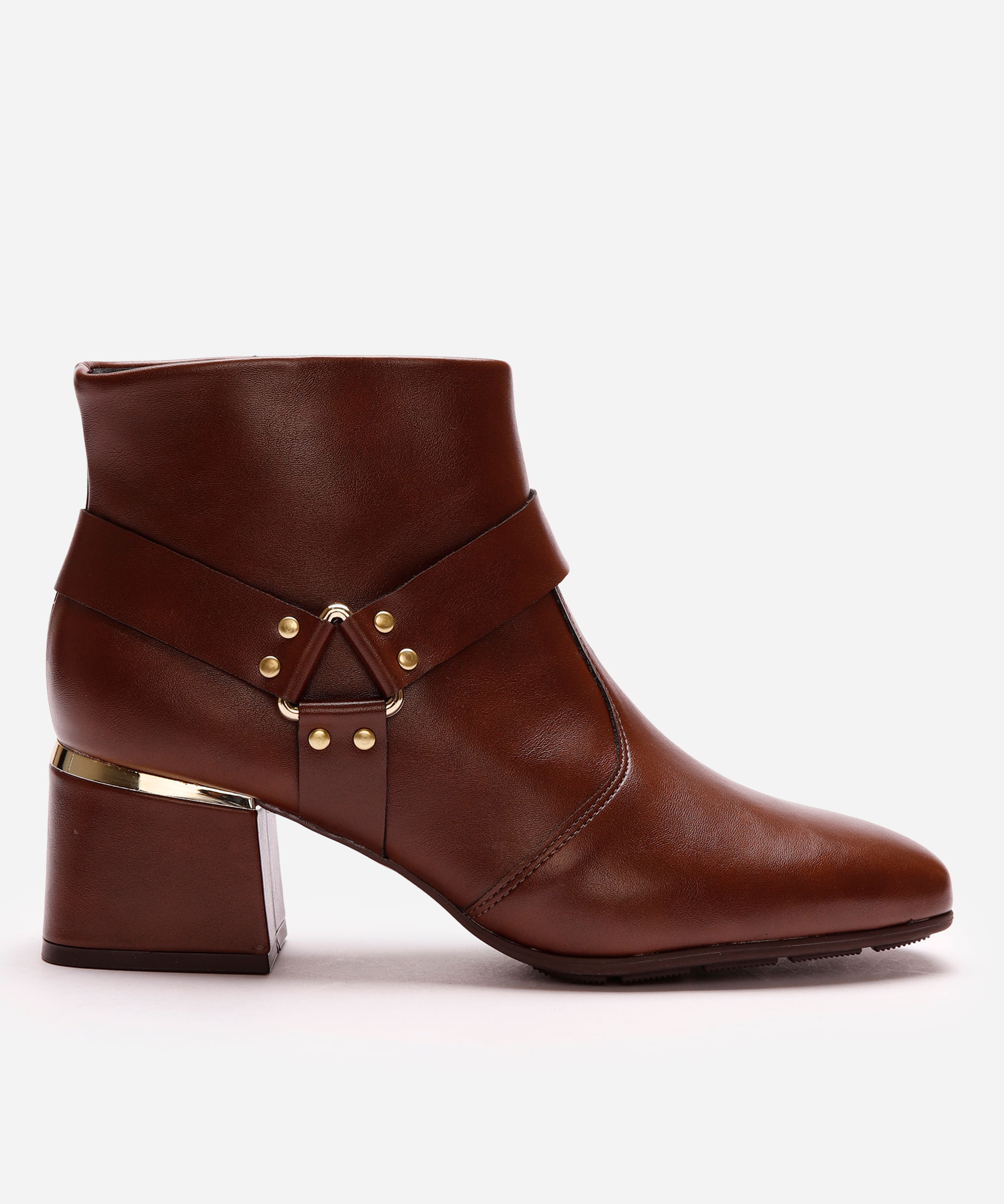 bota feminina cano curto com fivela modare marrom