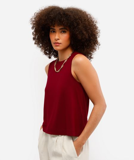 regata de viscose com recorte gota - vinho G regata de viscose com recorte gota - vinho G