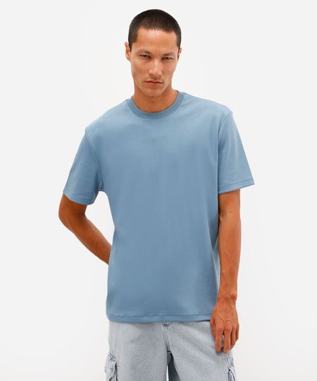 camiseta de algodão peruano bold manga curta azul GG camiseta de algodão peruano bold manga curta azul GG