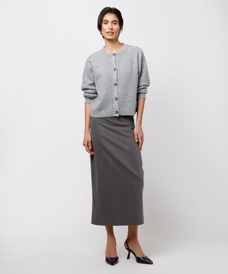 saia lápis feminina com fenda mindset cinza 36 saia lápis feminina com fenda mindset cinza 36