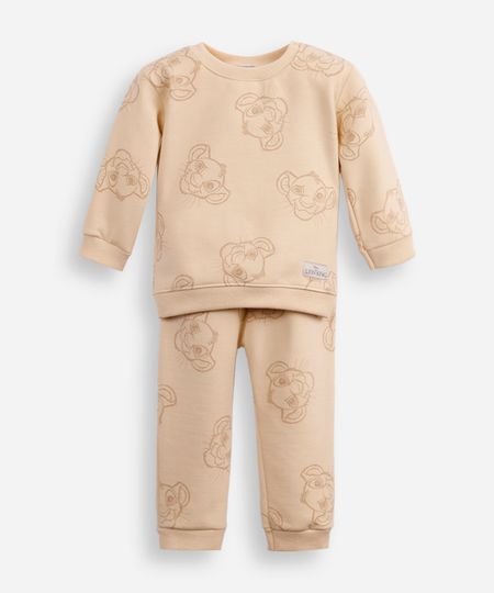 conjunto infantil longo de moletom simba bege 9-12 conjunto infantil longo de moletom simba bege 9-12