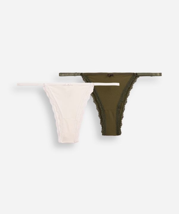 kit de 2 calcinhas biquíni com renda colorido GG