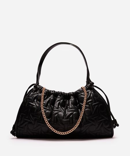 bolsa shoulder feminina matelassê com alça de corrente preta UNICO