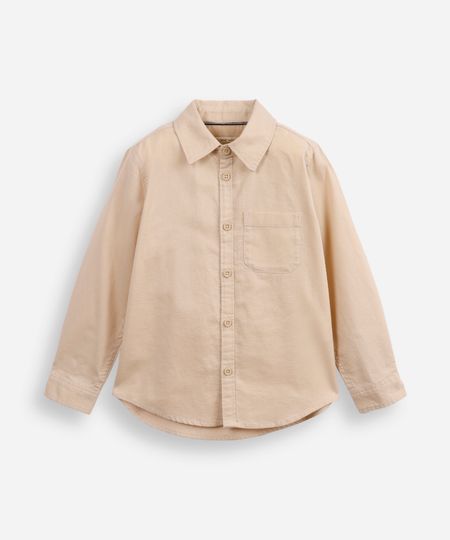 camisa de algodão infantil com bolso bege 8 camisa de algodão infantil com bolso bege 8