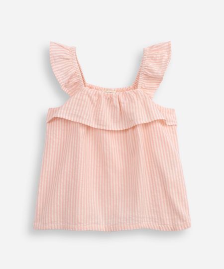 blusa de algodão infantil listrada rosa 10