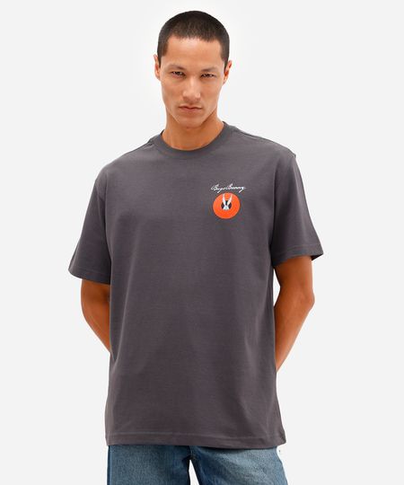camiseta masculina de algodão looney tunes cinza GG