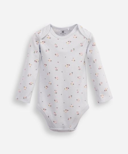 body infantil de algodão manga longa floral azul 6-9 body infantil de algodão manga longa floral azul 6-9