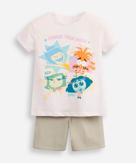 conjunto infantil curto divertida mente off white 6 conjunto infantil curto divertida mente off white 6