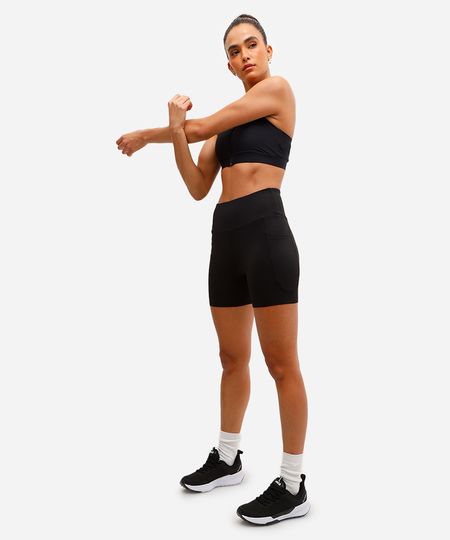 bermuda feminina esportiva ace com bolsos preto M bermuda feminina esportiva ace com bolsos preto M