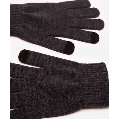 luva masculina de tricot touch screen cinza