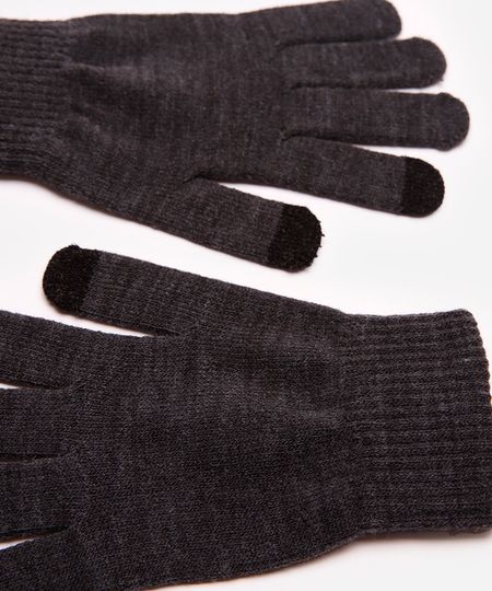 luva masculina de tricot touch screen cinza UNICO