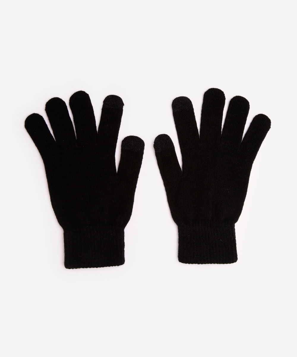 luva masculina de tricot touch screen preto