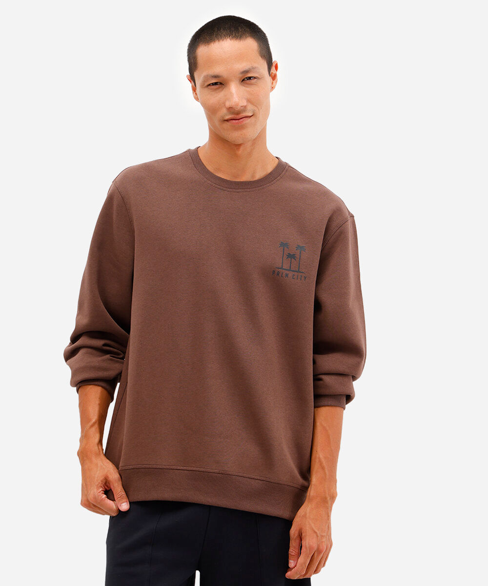 blusão masculino de moletom coqueiro marrom