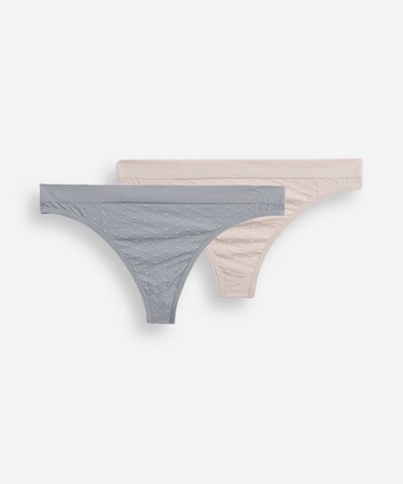 kit de 2 calcinhas fio dental poá colorido P kit de 2 calcinhas fio dental poá colorido P