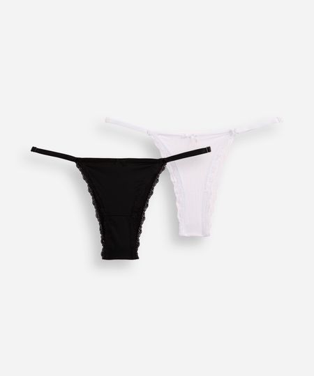 kit de 2 calcinhas biquíni com renda colorido M