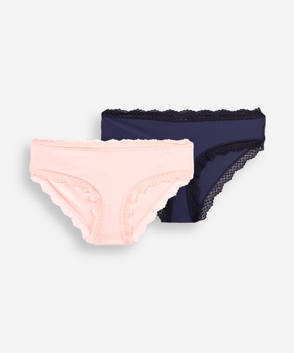 kit de 2 calcinhas caleçon com renda colorido G