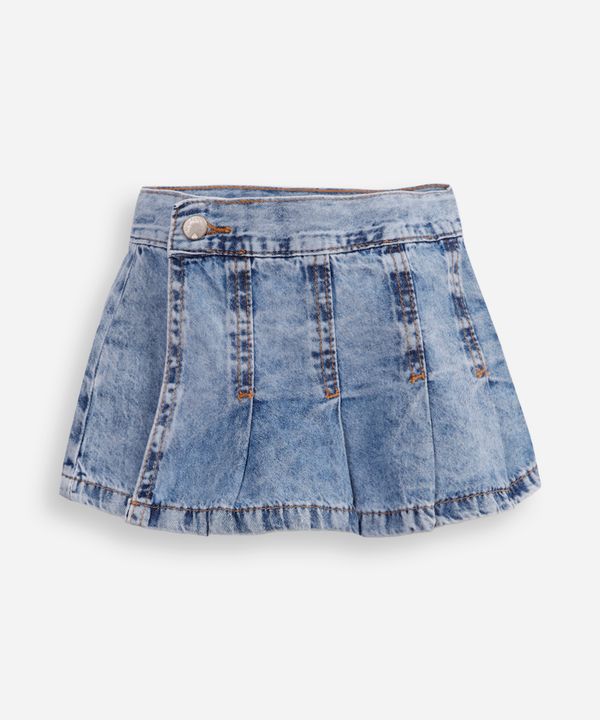 short saia infantil jeans plissada azul 4