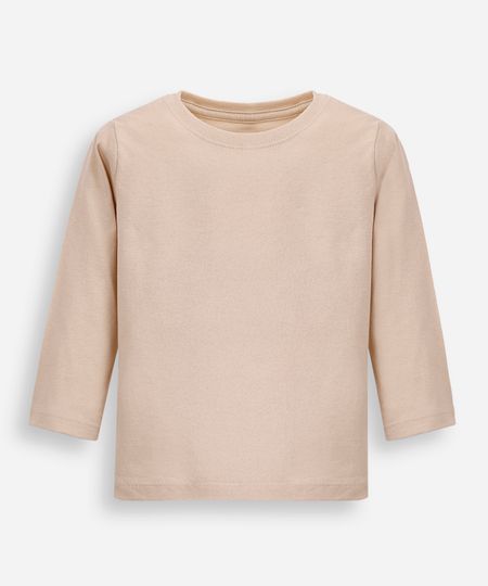 camiseta de algodão infantil bege 1