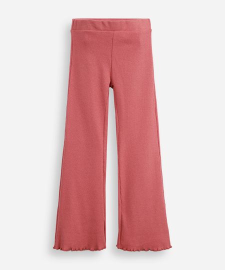 calça flare infantil canelada com fru fru rosa 10