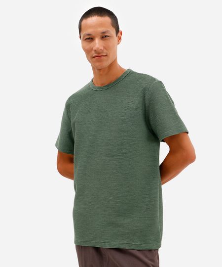 camiseta de algodão texturizada verde P