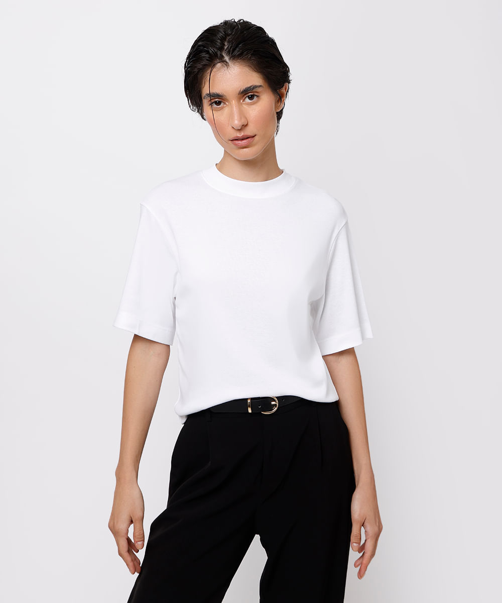 camiseta boxy feminina de algodão peruano mindset branca