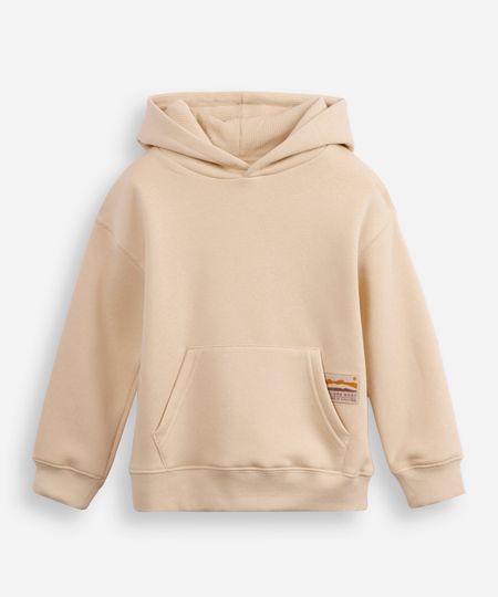 blusão de moletom infantil com capuz e bolso canguru explore more bege 6 blusão de moletom infantil com capuz e bolso canguru explore more bege 6