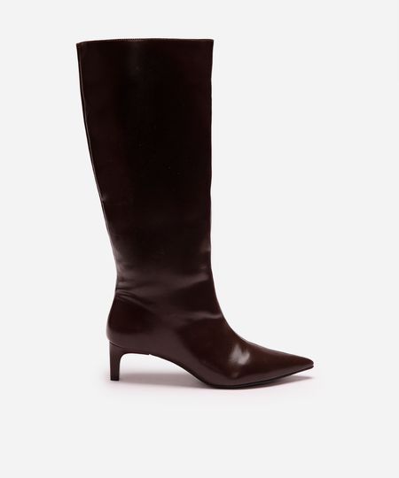 bota cano alto bico fino salto baixo mindset marrom 34