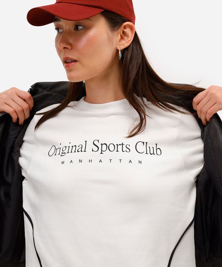 blusão feminino de moletom original sports club off white GG blusão feminino de moletom original sports club off white GG