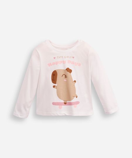 blusa de algodão infantil manga longa capivara off white 2 blusa de algodão infantil manga longa capivara off white 2