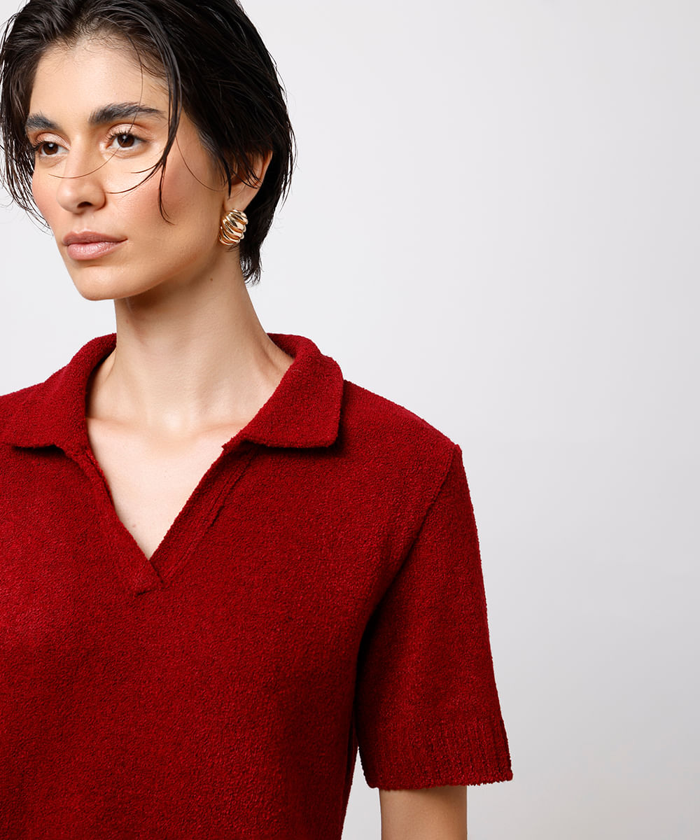 polo feminina de tricot mindset vinho
