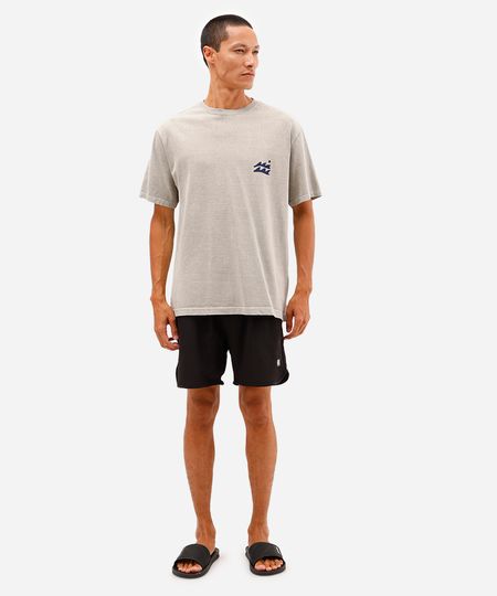 short masculino cós elástico bolso com zíper preto P