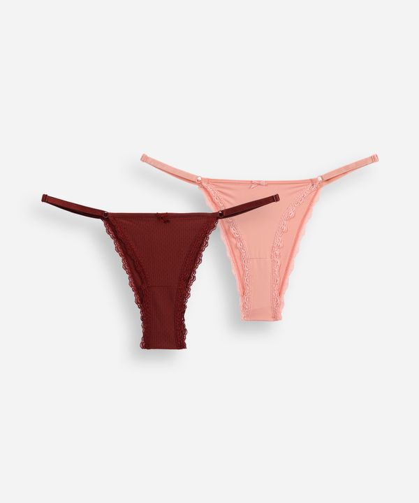 kit de 2 calcinhas biquíni com renda colorido M