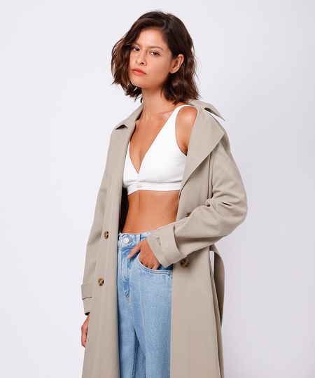 sutiã triângulo feminino de algodão canelado mindset off white 48