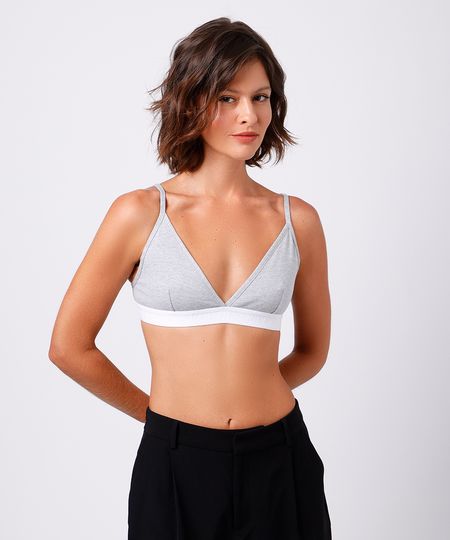 sutiã triângulo feminino com algodão mindset cinza GG sutiã triângulo feminino com algodão mindset cinza GG