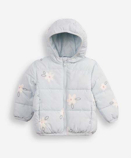 jaqueta puffer infantil floral azul 1