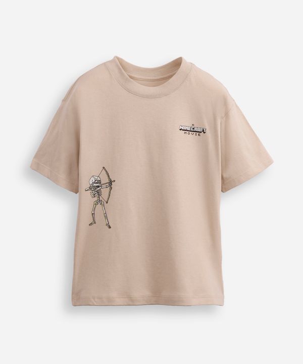 camiseta oversized de algodão infantil minecraft bege 4