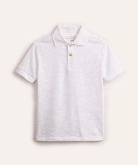 polo infantil de algodão manga curta off white 4