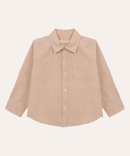 camisa com linho infantil bege 8
