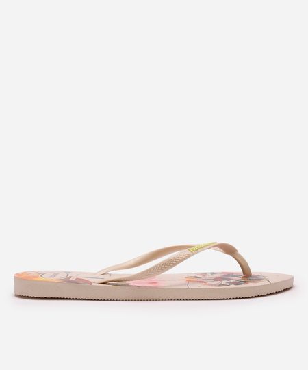 chinelo havaianas slim summer bliss floral bege 33-34 chinelo havaianas slim summer bliss floral bege 33-34