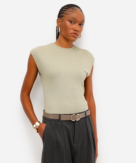 blusa muscle tee feminina de viscose canelada verde PP