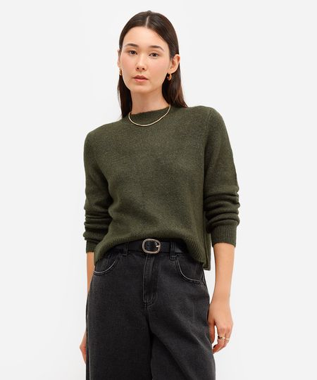 suéter básico feminino cropped de tricot verde PP suéter básico feminino cropped de tricot verde PP