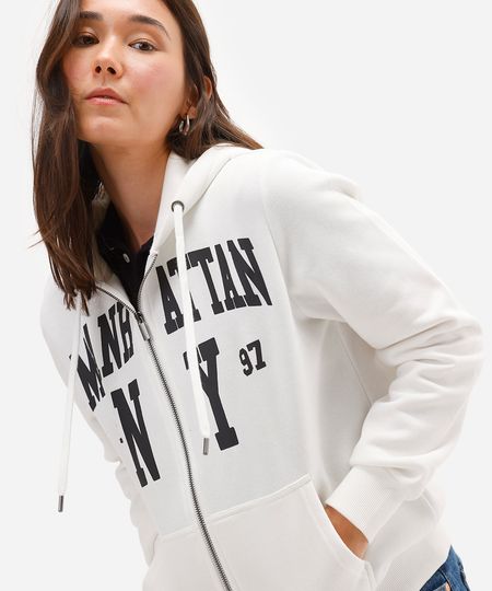 jaqueta feminina de moletom manhattan off white P