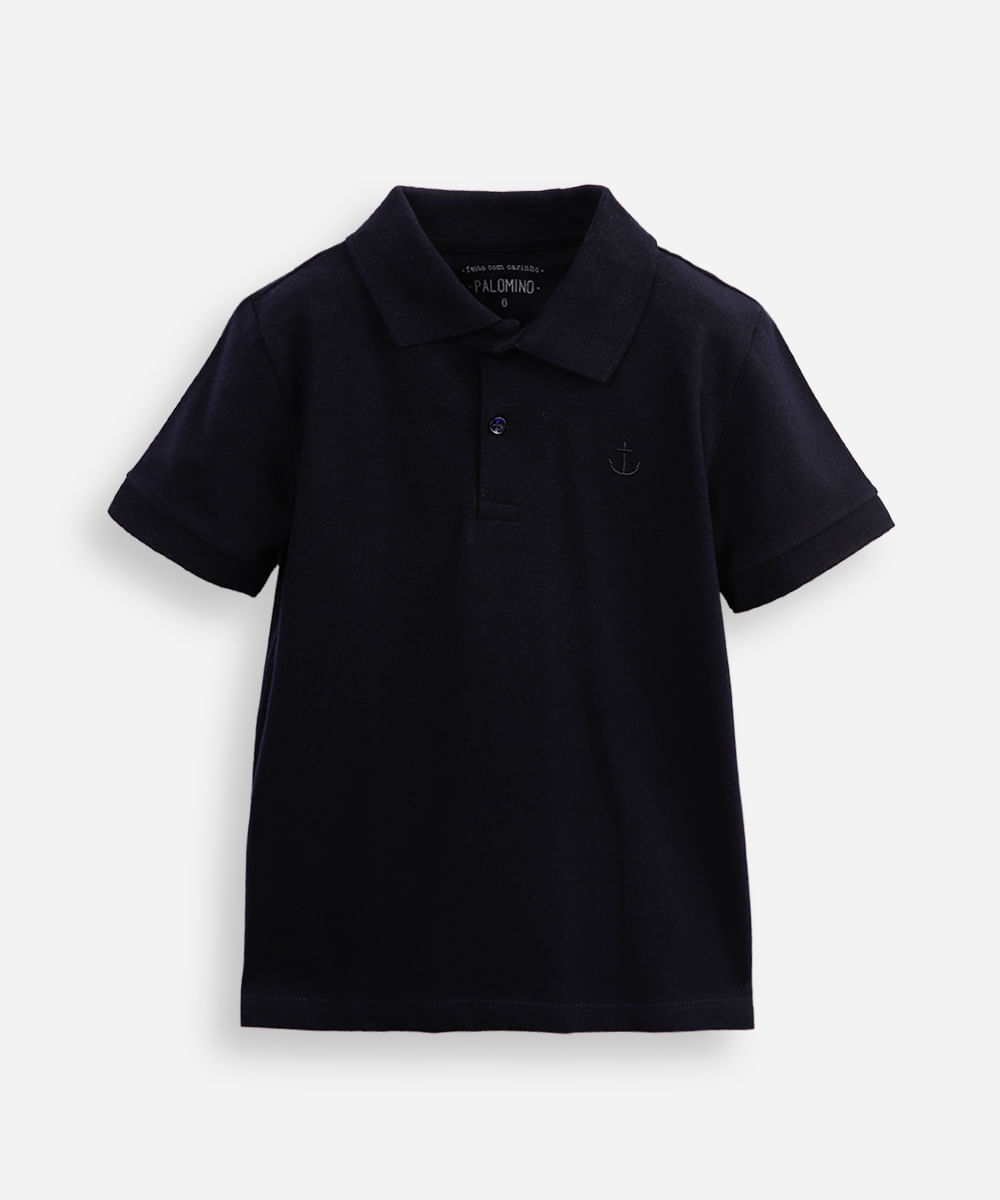 polo de algodão infantil âncora azul